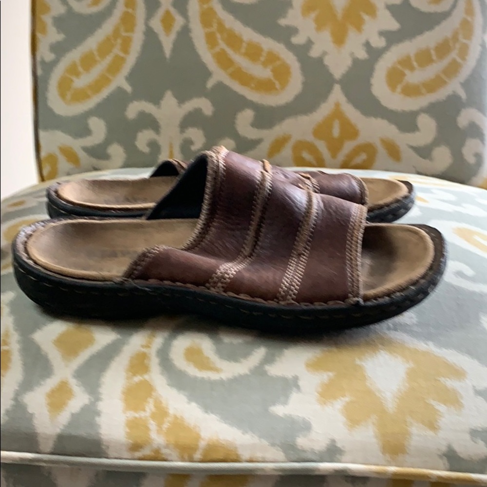 Leather slip on sandals